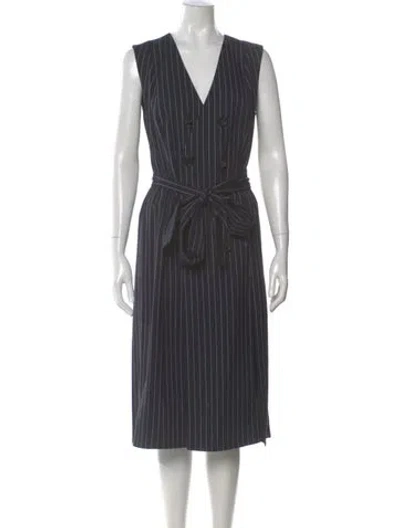 Pre-owned Carolina Herrera Virgin Wool Midi Length Dress In White