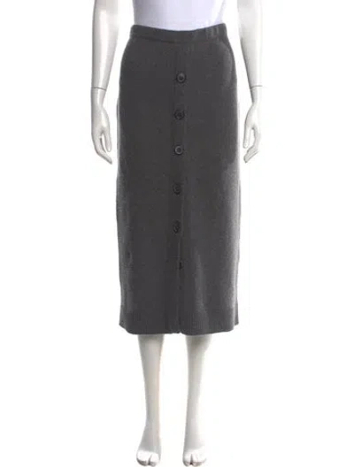 Pre-owned Carolina Herrera Virgin Wool Midi Length Skirt In Gray