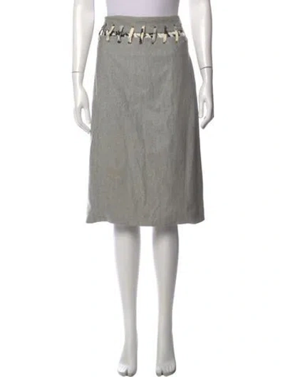 Pre-owned Carolina Herrera Virgin Wool Midi Length Skirt In Gray