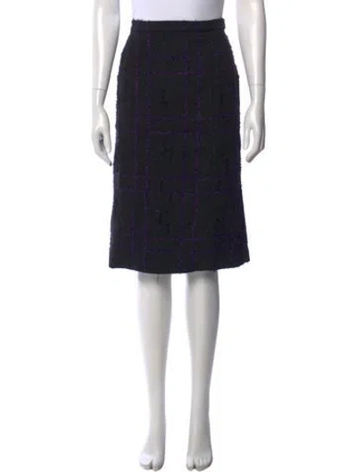 Pre-owned Carolina Herrera Virgin Wool Midi Length Skirt W/ Tags In Black