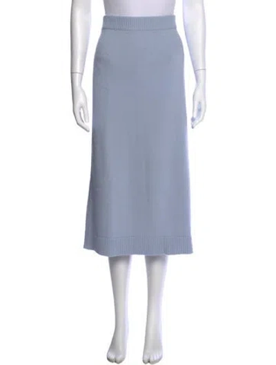 Pre-owned Carolina Herrera Virgin Wool Midi Length Skirt W/ Tags In Blue