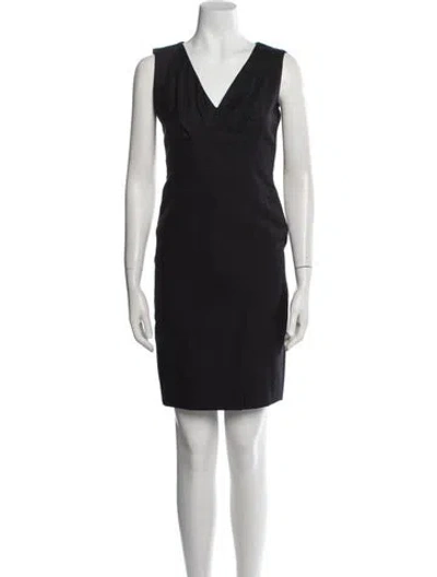 Pre-owned Carolina Herrera Virgin Wool Mini Dress In Black