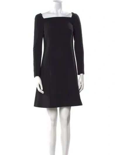 Pre-owned Carolina Herrera Virgin Wool Mini Dress In Black