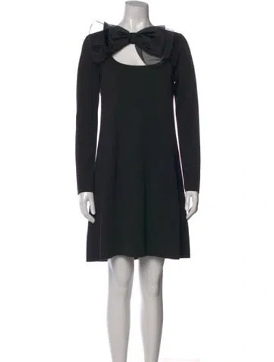 Pre-owned Carolina Herrera Virgin Wool Mini Dress In Black
