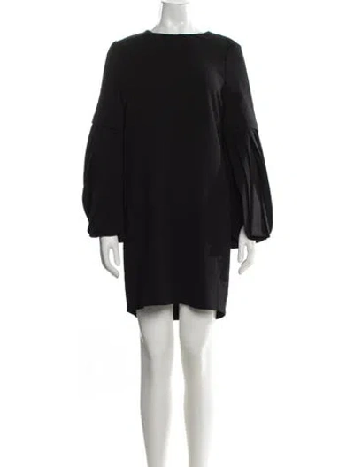 Pre-owned Carolina Herrera Virgin Wool Mini Dress In Black