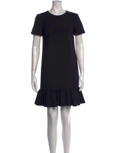 Pre-owned Carolina Herrera Virgin Wool Mini Dress In Black