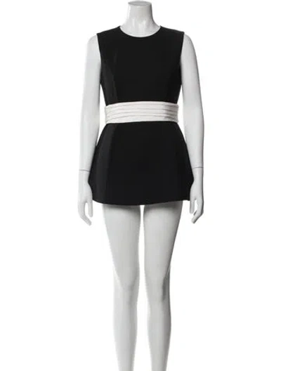 Pre-owned Carolina Herrera Virgin Wool Mini Dress In Blue