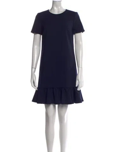 Pre-owned Carolina Herrera Virgin Wool Mini Dress In Blue