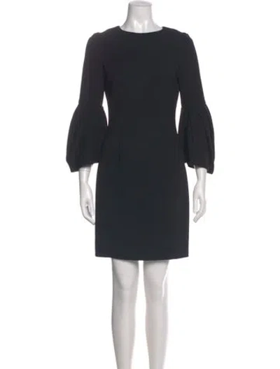 Pre-owned Carolina Herrera Virgin Wool Mini Dress In Gray