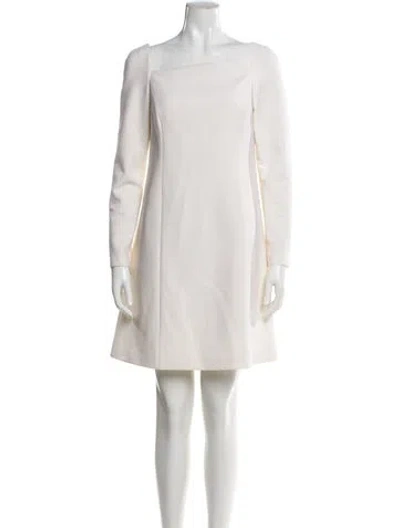 Pre-owned Carolina Herrera Virgin Wool Mini Dress In Neutral