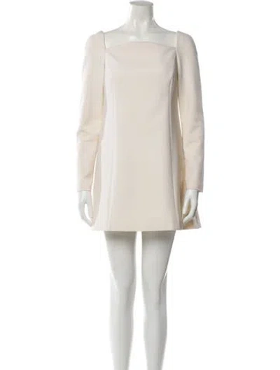 Pre-owned Carolina Herrera Virgin Wool Mini Dress In Neutral
