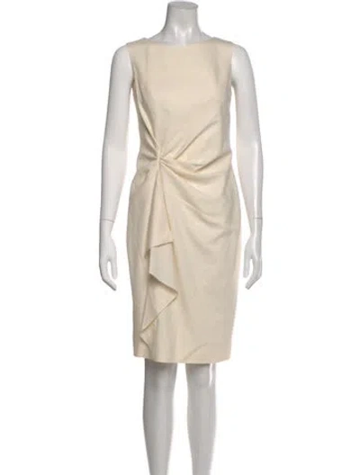 Pre-owned Carolina Herrera Virgin Wool Mini Dress In Neutral