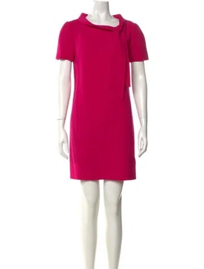 Pre-owned Carolina Herrera Virgin Wool Mini Dress In Pink