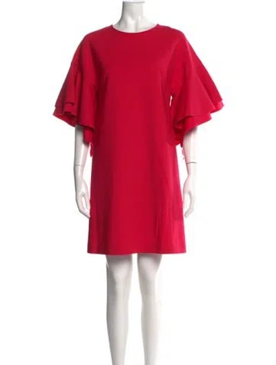 Pre-owned Carolina Herrera Virgin Wool Mini Dress In Pink