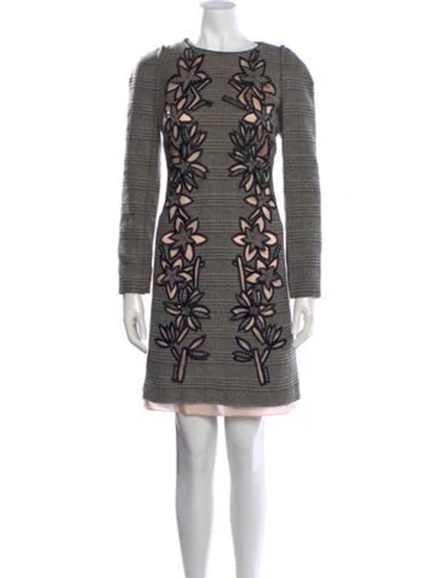 Pre-owned Carolina Herrera Virgin Wool Mini Dress In Pink