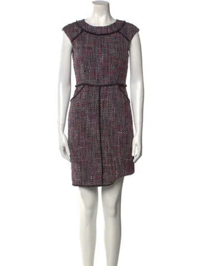 Pre-owned Carolina Herrera Virgin Wool Mini Dress In Purple