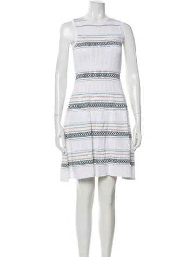 Pre-owned Carolina Herrera Virgin Wool Mini Dress In White