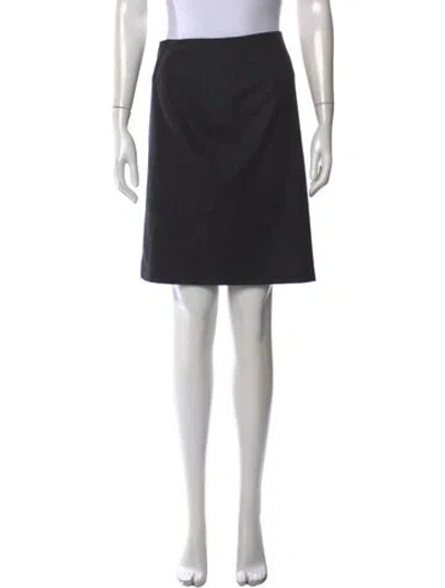 Pre-owned Carolina Herrera Virgin Wool Mini Skirt In Black
