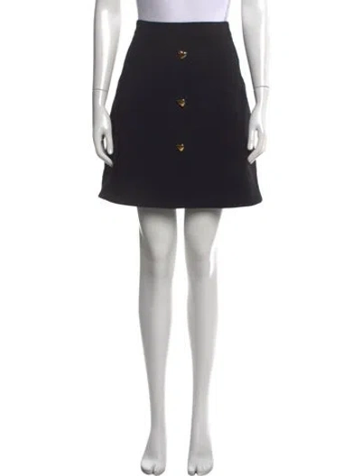 Pre-owned Carolina Herrera Virgin Wool Mini Skirt In Black