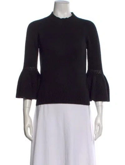 Pre-owned Carolina Herrera Virgin Wool Mock Neck Sweater In Black