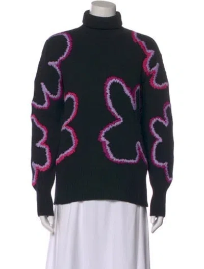 Pre-owned Carolina Herrera Virgin Wool Printed Sweater In Black