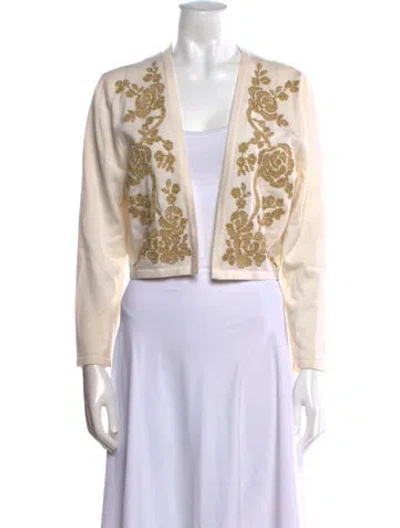 Pre-owned Carolina Herrera Virgin Wool Printed Sweater In Neutral
