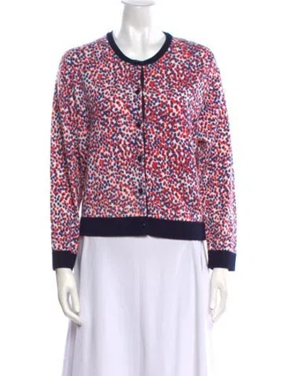 Pre-owned Carolina Herrera Virgin Wool Printed Sweater In Red