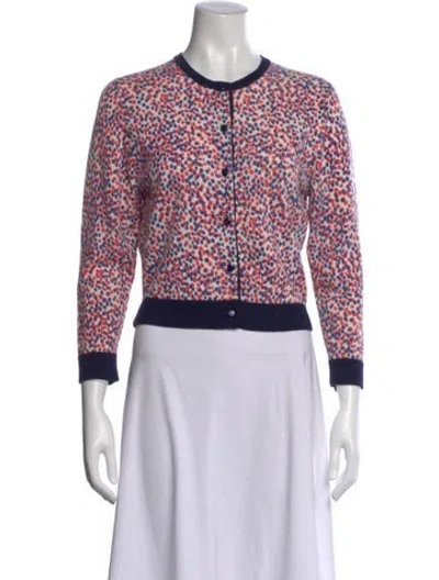 Pre-owned Carolina Herrera Virgin Wool Printed Sweater In Red