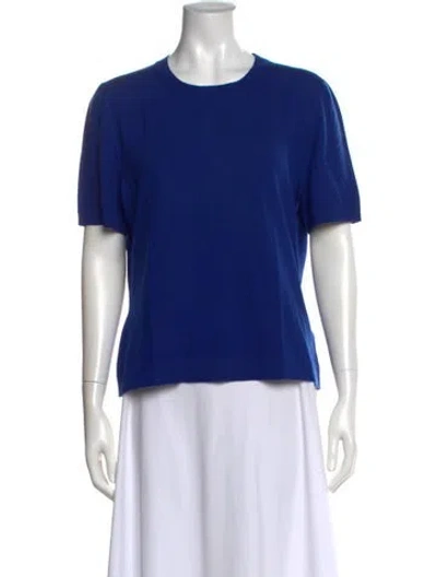 Pre-owned Carolina Herrera Virgin Wool Scoop Neck Sweater In Blue