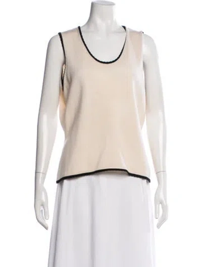 Pre-owned Carolina Herrera Virgin Wool Scoop Neck Sweater In Neutral