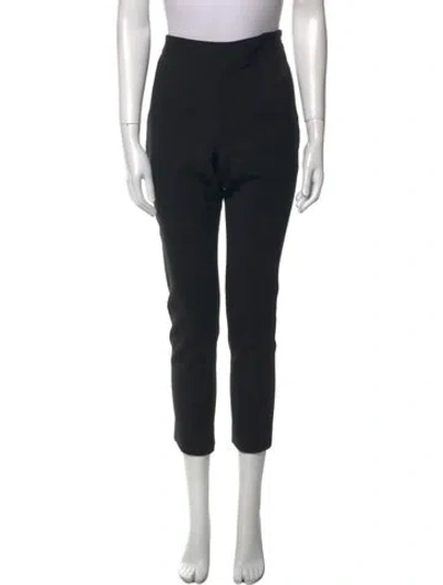 Pre-owned Carolina Herrera Virgin Wool Straight Leg Pants In Black