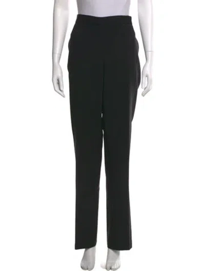 Pre-owned Carolina Herrera Virgin Wool Straight Leg Pants In Black