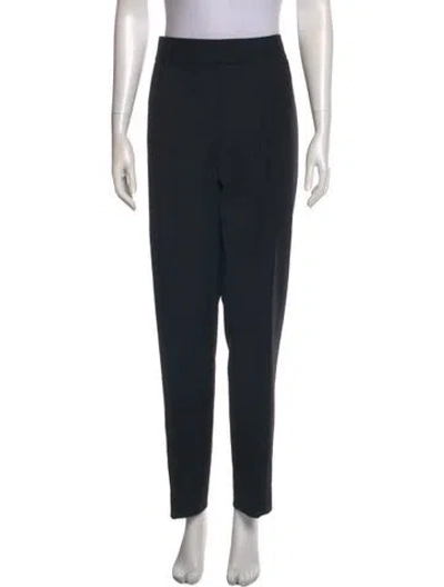 Pre-owned Carolina Herrera Virgin Wool Straight Leg Pants In Black