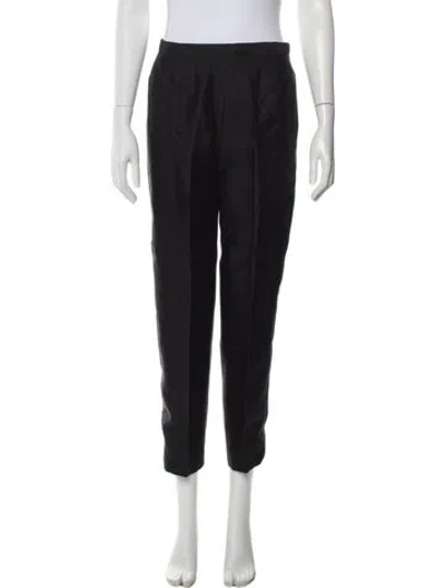 Pre-owned Carolina Herrera Virgin Wool Straight Leg Pants In Black