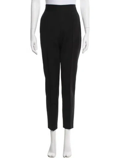 Pre-owned Carolina Herrera Virgin Wool Straight Leg Pants In Black