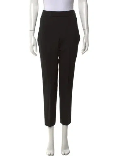 Pre-owned Carolina Herrera Virgin Wool Straight Leg Pants In Black
