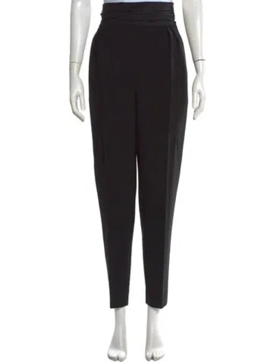 Pre-owned Carolina Herrera Virgin Wool Straight Leg Pants In Black