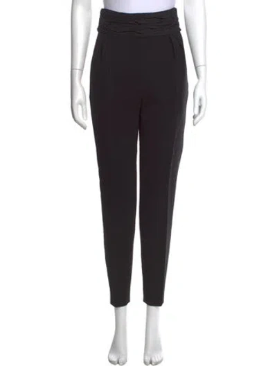Pre-owned Carolina Herrera Virgin Wool Straight Leg Pants In Black