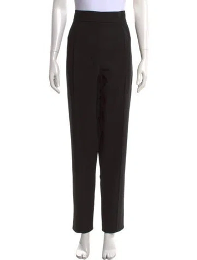 Pre-owned Carolina Herrera Virgin Wool Straight Leg Pants In Black
