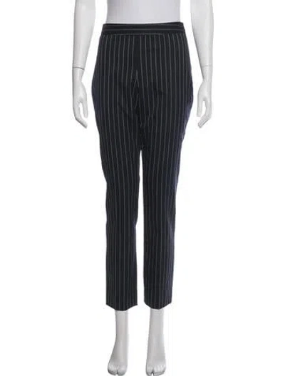 Pre-owned Carolina Herrera Virgin Wool Straight Leg Pants In Blue