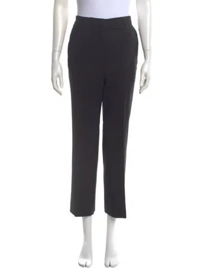 Pre-owned Carolina Herrera Virgin Wool Straight Leg Pants In Gray
