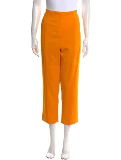 Pre-owned Carolina Herrera Virgin Wool Straight Leg Pants W/ Tags In Orange