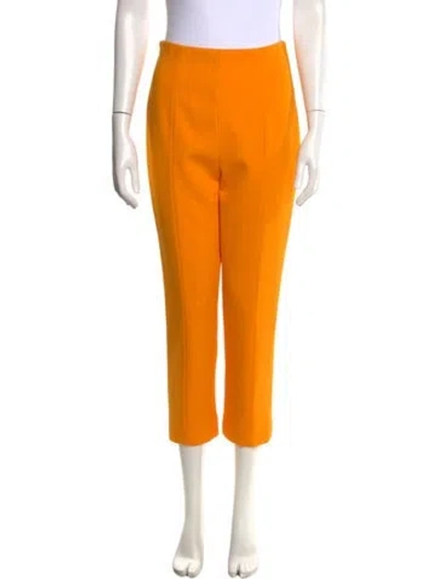 Pre-owned Carolina Herrera Virgin Wool Straight Leg Pants W/ Tags In Orange