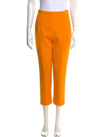 Pre-owned Carolina Herrera Virgin Wool Straight Leg Pants W/ Tags In Orange