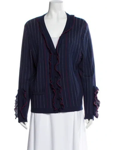 Pre-owned Carolina Herrera Virgin Wool Striped Blazer In Multi
