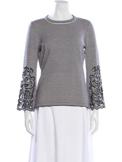 Pre-owned Carolina Herrera Virgin Wool Striped Sweater In Blue