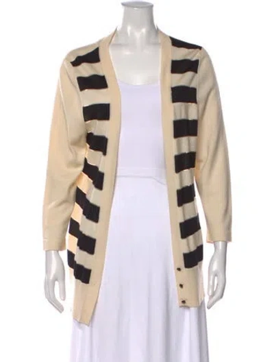 Pre-owned Carolina Herrera Virgin Wool Striped Sweater In Neutral