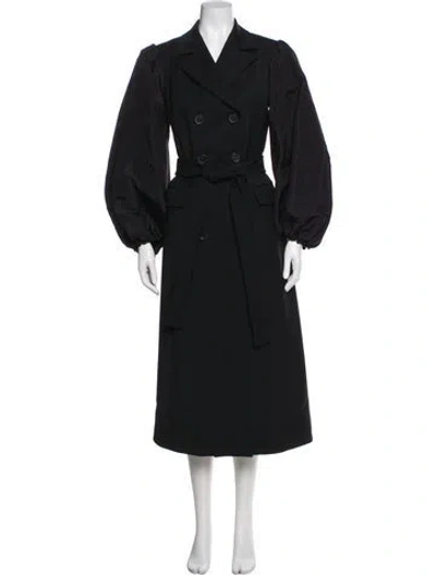 Pre-owned Carolina Herrera Virgin Wool Trench Coat In Black