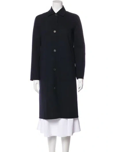Pre-owned Carolina Herrera Virgin Wool Trench Coat In Blue