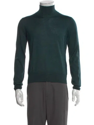 Pre-owned Carolina Herrera Virgin Wool Turtleneck Pullover In Green